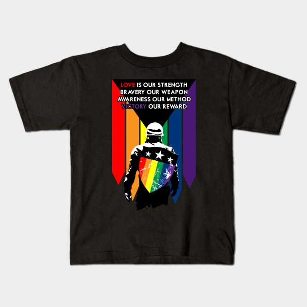 Rainbow Soldier Kids T-Shirt by Eldritch Tree